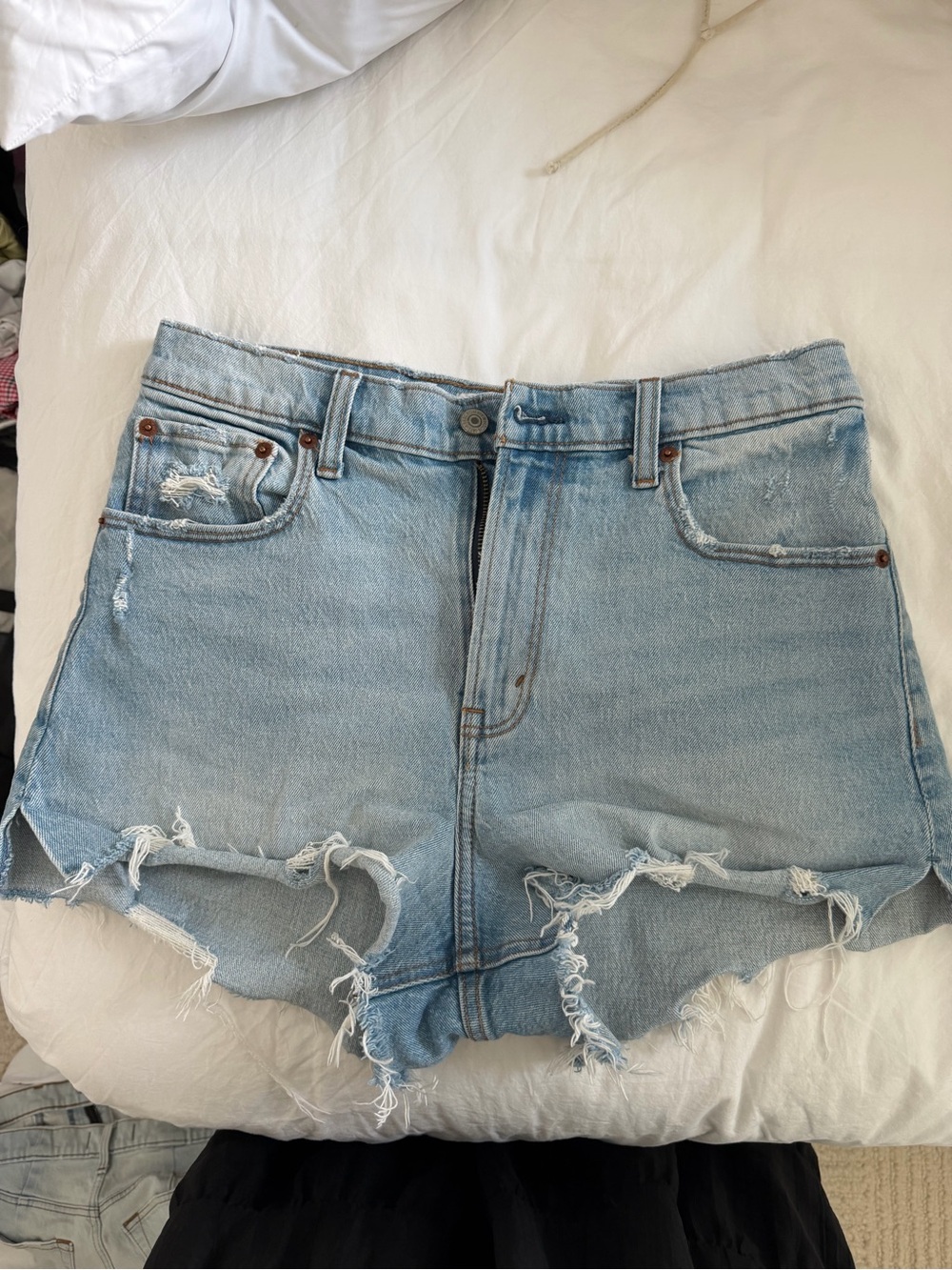 Abercrombie & Fitch Light Blue Distressed Jean Shorts